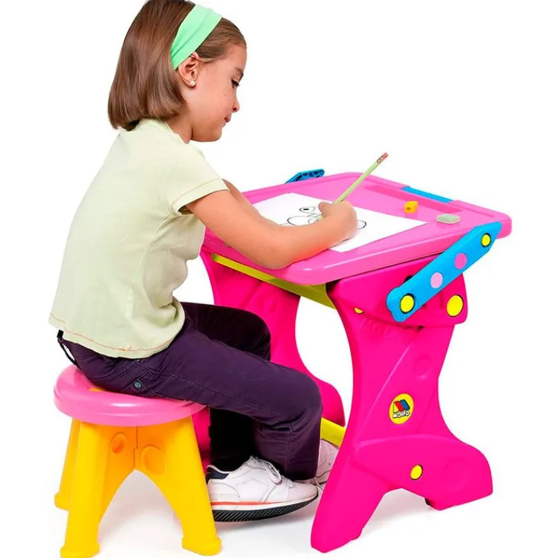 MOLTO Pupitre y Pizarra 2 en 1 Rosa- Escolar