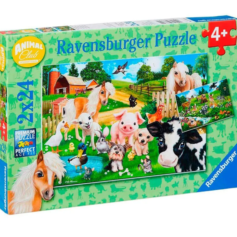 RAVENSBURGER Puzzles Y Construcciones|Puzzle Animal Club 2x24 Piezas