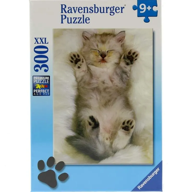 RAVENSBURGER Puzzles Y Construcciones|Puzzle Cachorro de Gatito Dormido de 300 Piezas XXL