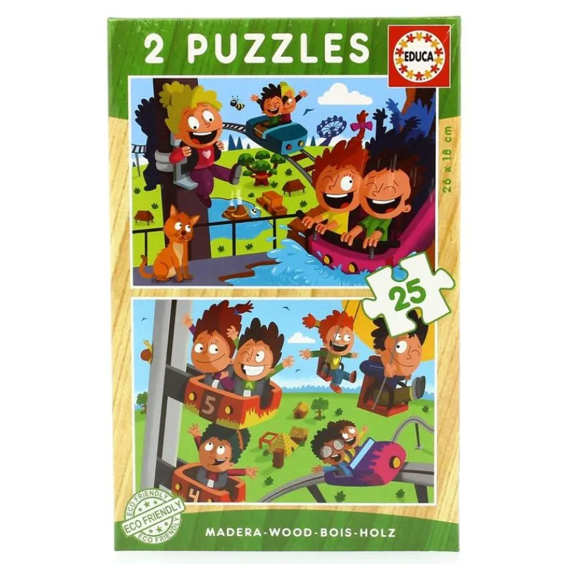 EDUCA Juegos De Madera|Puzzle de Madera Parque de Atracciones 2x25 Piezas