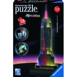 RAVENSBURGER Puzzle Empire State Buillding night 3D- Puzzles Y Construcciones