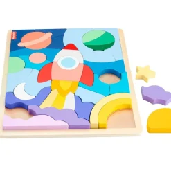 FISHER PRICE Puzzle Espacial de Madera con 42 Piezas- Juegos De Madera|Primera Infancia Y Preescolar