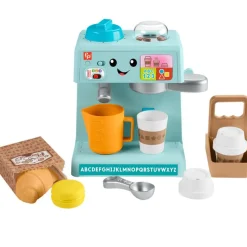 FISHER PRICE Ríe y Aprende Máquina de Café con Accesorios de Cafetería- Primera Infancia Y Preescolar|Juegos Y Juguetes De Imitación