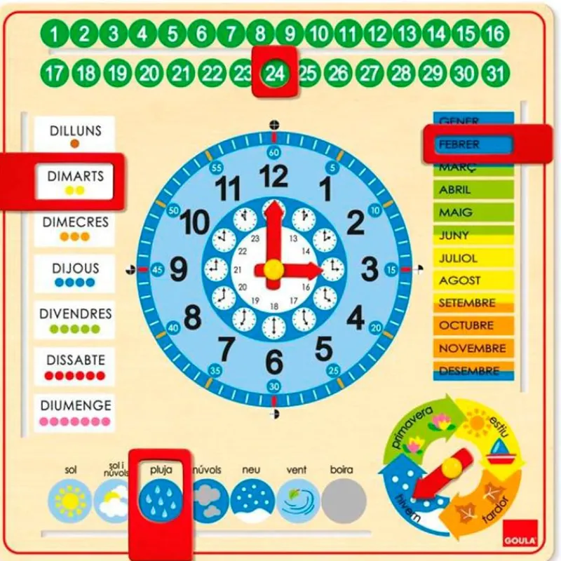 GOULA Juegos Y Juguetes Educativos|Artículos En Catalán|Reloj y Calendario Escolar Catalán