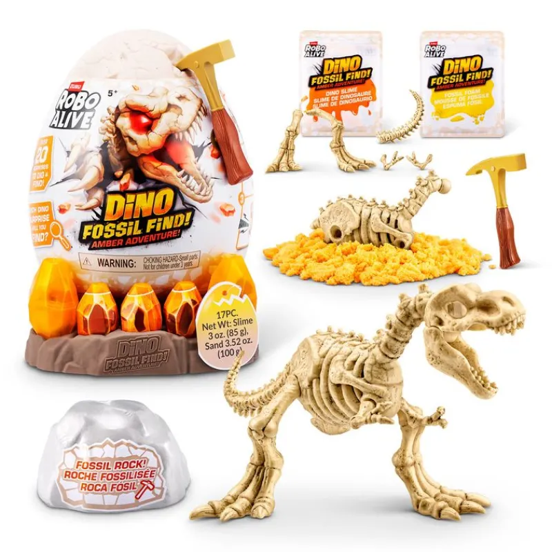ZURU Robo Alive Huevo Sorpresa S1 Dino Fossil Find Amber Adventure- Figuras Y Figuras De Acción|Manualidades