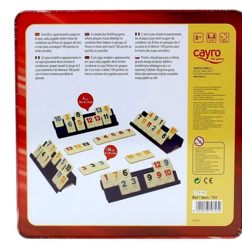 CAYRO Rummi Clásico en Caja de Metal- Juegos De Mesa