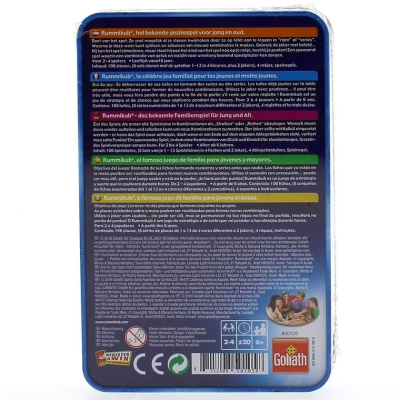GOLIATH Rummikub Original Viaje Caja Metálica- Juegos De Mesa|Juegos Y Juguetes Educativos