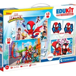 CLEMENTONI Puzzles Y Construcciones|Spidey Edukit 4 en 1