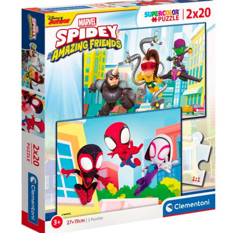 CLEMENTONI Spidey y sus Amigos Puzzle 2x20 Piezas- Puzzles Y Construcciones