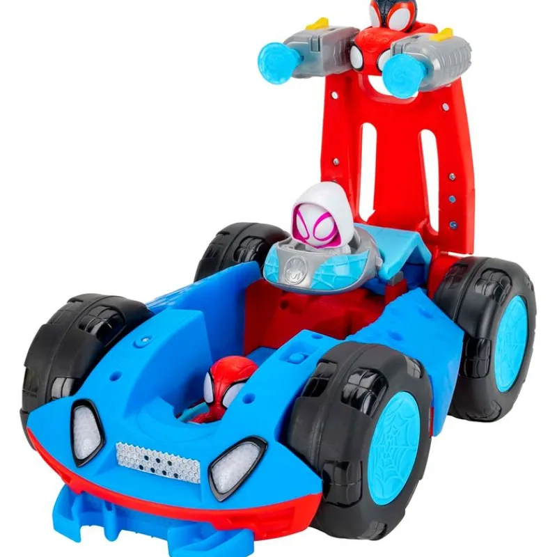 JAZWARES Figuras Y Figuras De Acción|Spidey y sus Amigos Spidey Flip and Reveal Cruiser