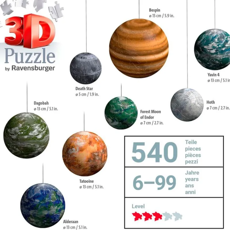 RAVENSBURGER Star Wars Puzzle Planetas 3D- Star Wars|Puzzles Y Construcciones