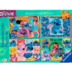 RAVENSBURGER Stitch|Puzzles De 100 A 500 Piezas|Stitch Puzzle Pack 4x100 Piezas