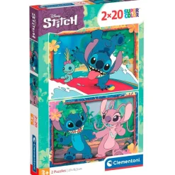 CLEMENTONI Stitch Puzzle 2x20 Piezas- Puzzles Y Construcciones
