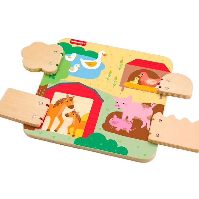 FISHER PRICE Tablero de Madera de Animales de Granja- Juegos Y Juguetes Educativos|Juegos De Madera