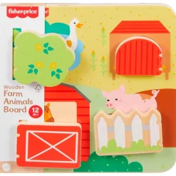 FISHER PRICE Tablero de Madera de Animales de Granja- Juegos Y Juguetes Educativos|Juegos De Madera