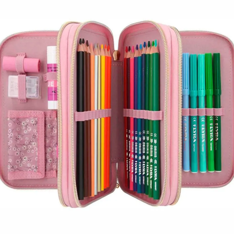 SELECCION DRIM Top Model Estuche Triple Lleno City Flowers- Escolar