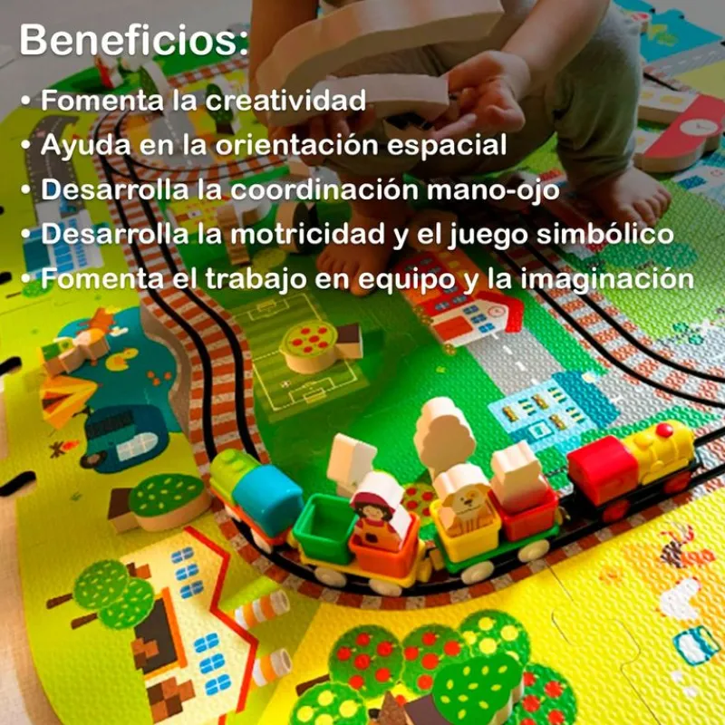 CEFA Tren City Adventures con Alfombra Infantil- Vehículos, Trenes Y Parkings|Primera Infancia Y Preescolar