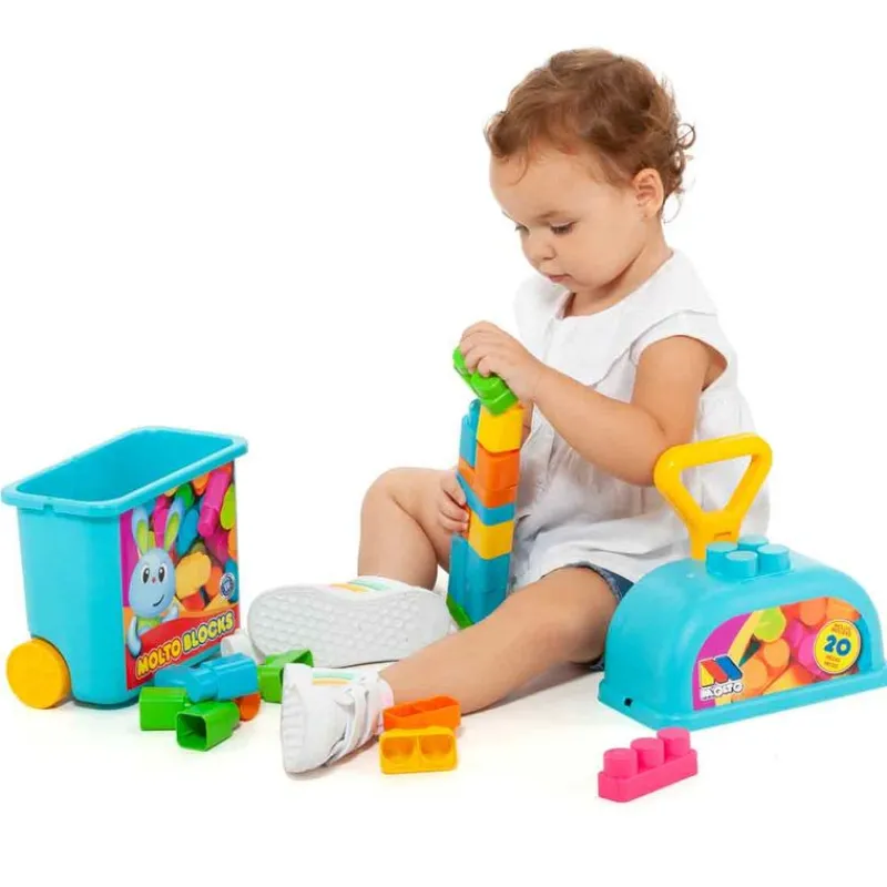 MOLTO Primera Infancia Y Preescolar|Puzzles Y Construcciones|Trolley con Bloques Azul