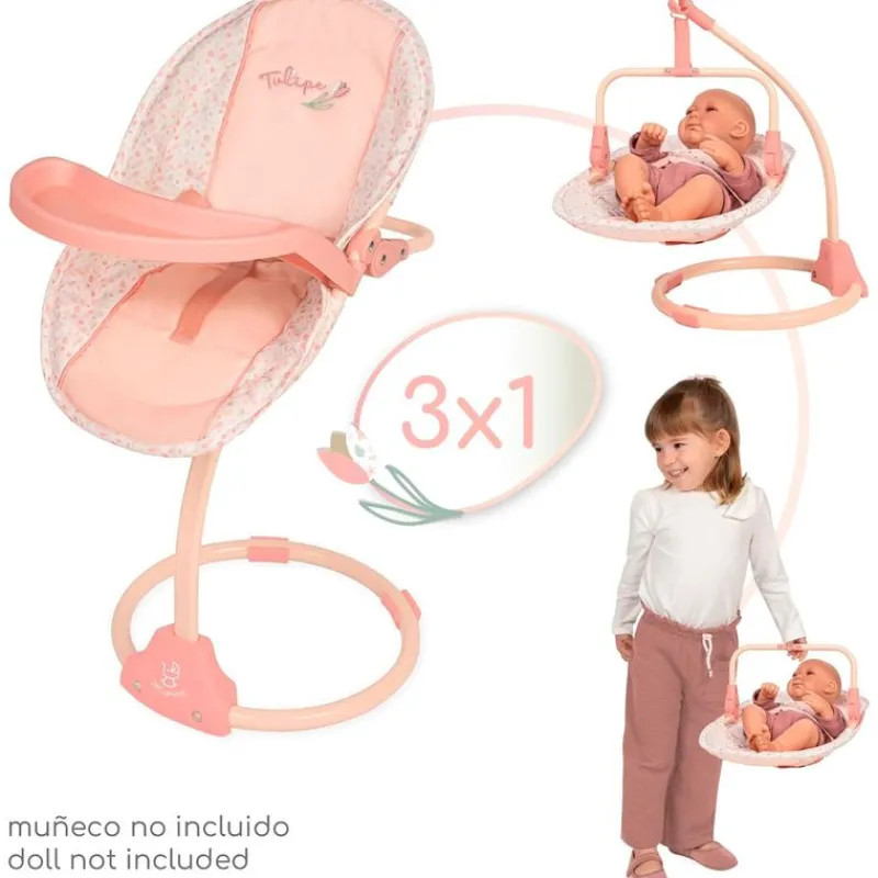 DECUEVAS Juegos Y Juguetes De Imitación|Muñecas|Trona Columpio de Muñecas Tulipe 3x1