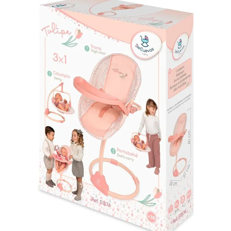 DECUEVAS Juegos Y Juguetes De Imitación|Muñecas|Trona Columpio de Muñecas Tulipe 3x1