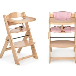 MS Tronas|Juegos De Madera|Trona madera plegable con cojín Full Rosa