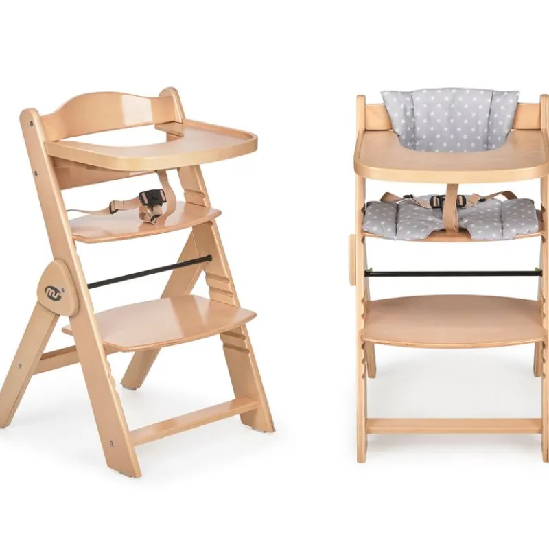 MS Tronas|Juegos De Madera|Trona madera plegable con cojín Full Gris