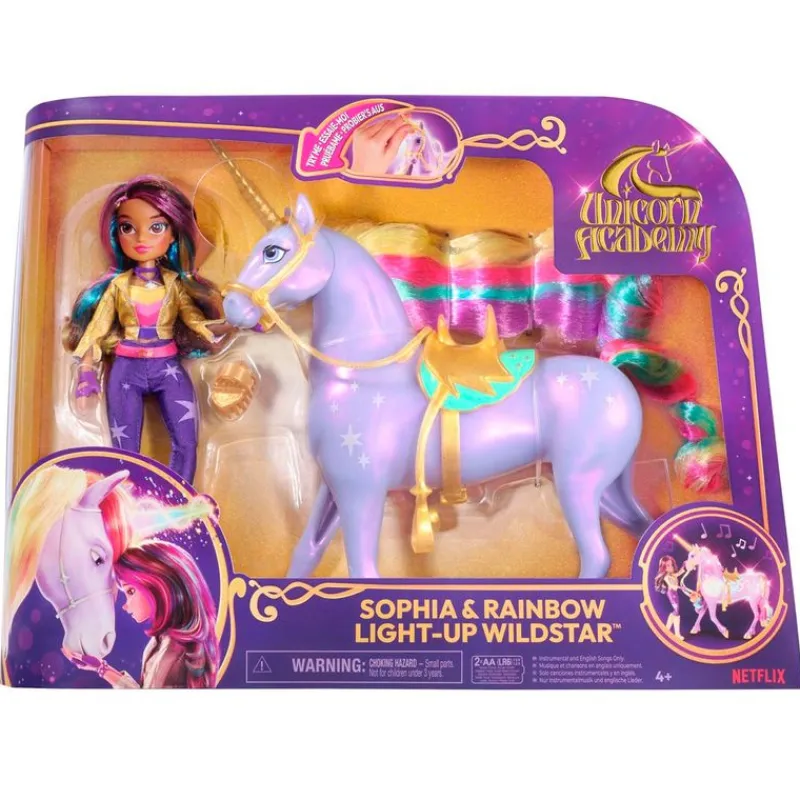 SPIN MASTER Unicorn Academy Muñeca Sophia y Rainbow con Luz y Sonidos- Muñecas