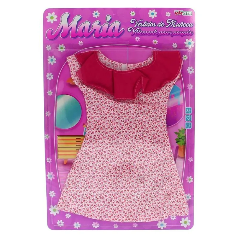 DRIM DISCOUNT Vestido Muñeca 85 cm Flores Rosa- Muñecas