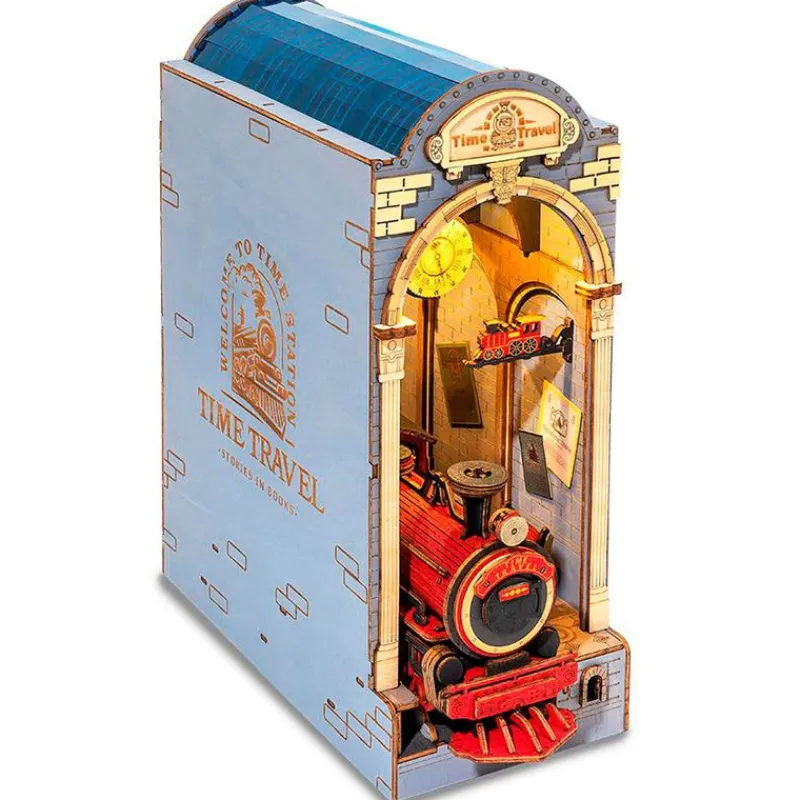 MADNESS TOYS Juegos De Construcción|Puzzles Y Construcciones|Viaje en el Tiempo Maqueta Madera Book Nook Sujetalibros