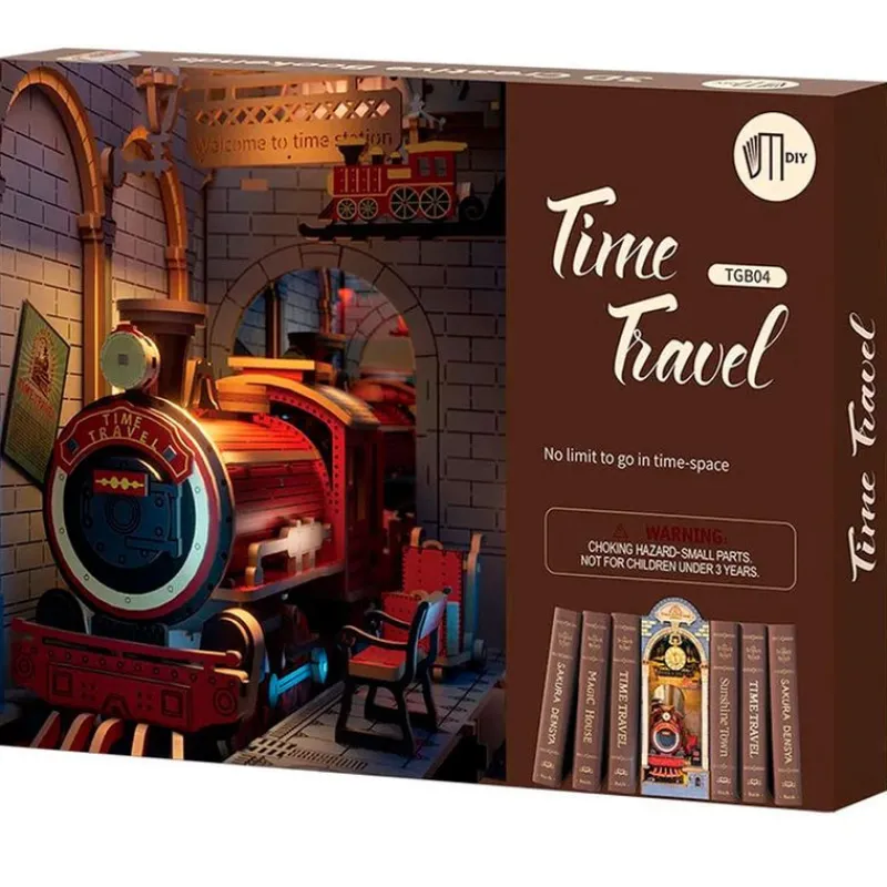 MADNESS TOYS Juegos De Construcción|Puzzles Y Construcciones|Viaje en el Tiempo Maqueta Madera Book Nook Sujetalibros