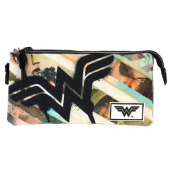KARACTERMANIA Wonder Woman Estuche Portatodo Triple HS Collage- Escolar