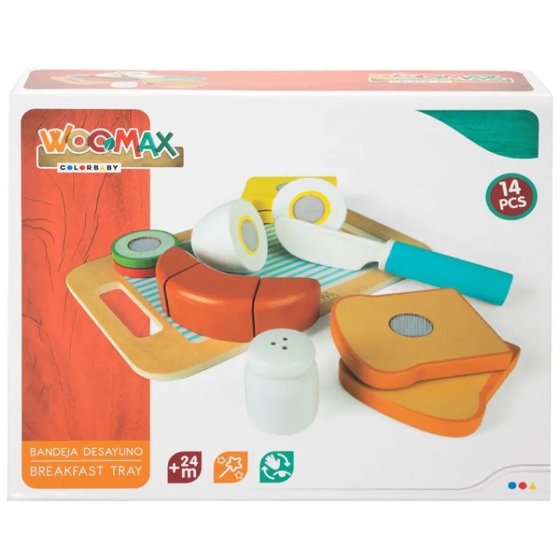 COLOR BABY Woomax Pack Bandeja Desayuno Madera- Juegos De Madera|Juegos Y Juguetes De Imitación