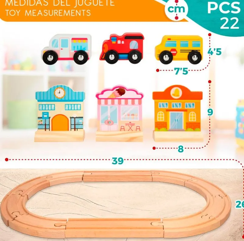 COLOR BABY Woomax Pista y Vehículos de Madera- Juegos De Madera|Vehículos, Trenes Y Parkings