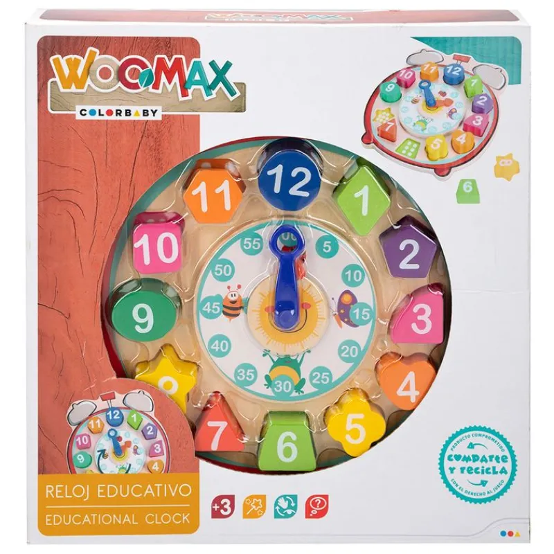 COLOR BABY Woomax Reloj de Actividades- Juegos De Madera