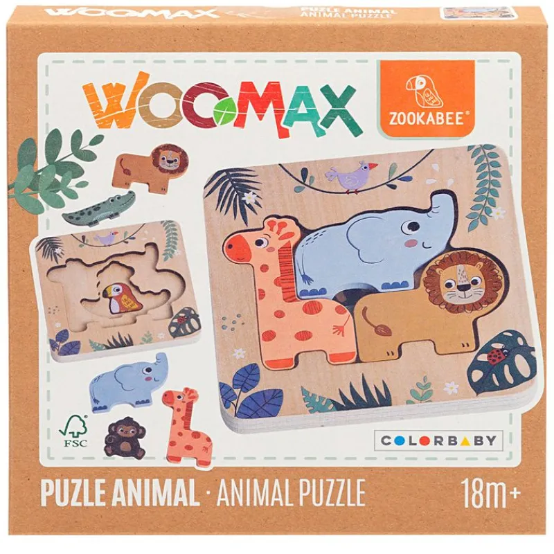 COLOR BABY Woomax Zookabee Puzzle Madera Animales- Puzzles Y Construcciones|Juegos De Madera